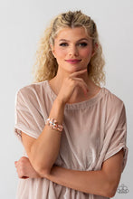 Load image into Gallery viewer, Luminous Laurels Rose Gold Iridescent Rhinestone Hinge Bracelet Paparazzi Accessories