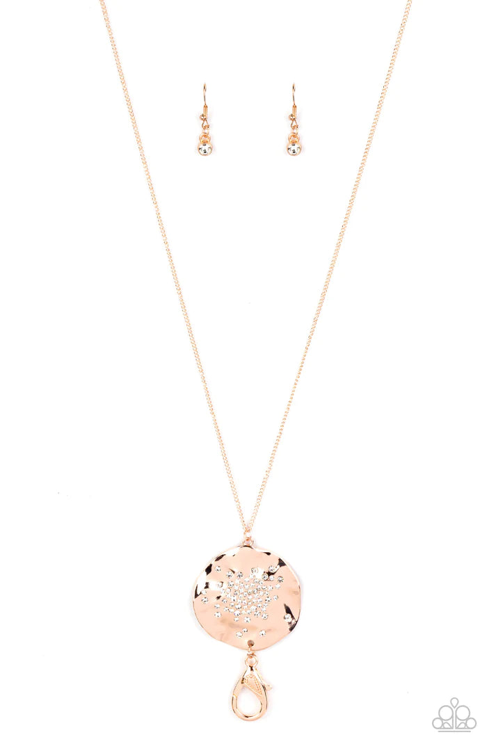 Boom and COMBUST Rose Gold Lanyard Paparazzi Accessories