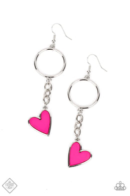 Don't Miss A Heartbeat Pink Heart Earrings Paparazzi Accessories
