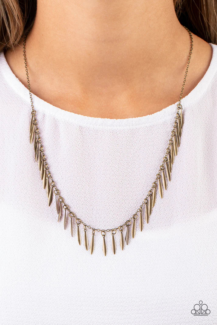 Striking Sheen Brass Necklace Paparazzi Accessories