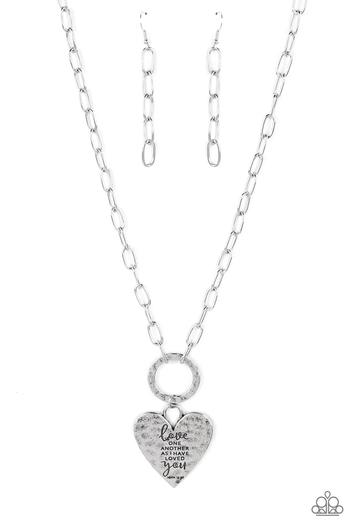 Brotherly Love Silver Heart Necklace Paparazzi Accessories