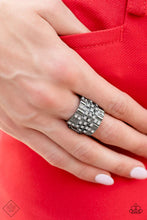 Load image into Gallery viewer, Lawbreaking Loot Gunmetal  Rhinestone Ring Paparazzi Accessories