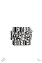Load image into Gallery viewer, Lawbreaking Loot Gunmetal  Rhinestone Ring Paparazzi Accessories
