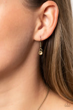 Load image into Gallery viewer, Romantic Retreat Brass Rhinestone Heart Necklace Paparazzi Accessories