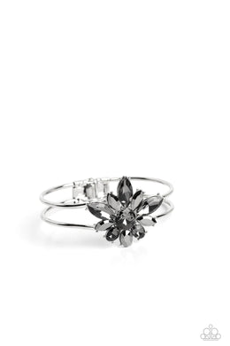 Chic Corsage Silver Rhinestone Hinge Bracelet Paparazzi Accessories