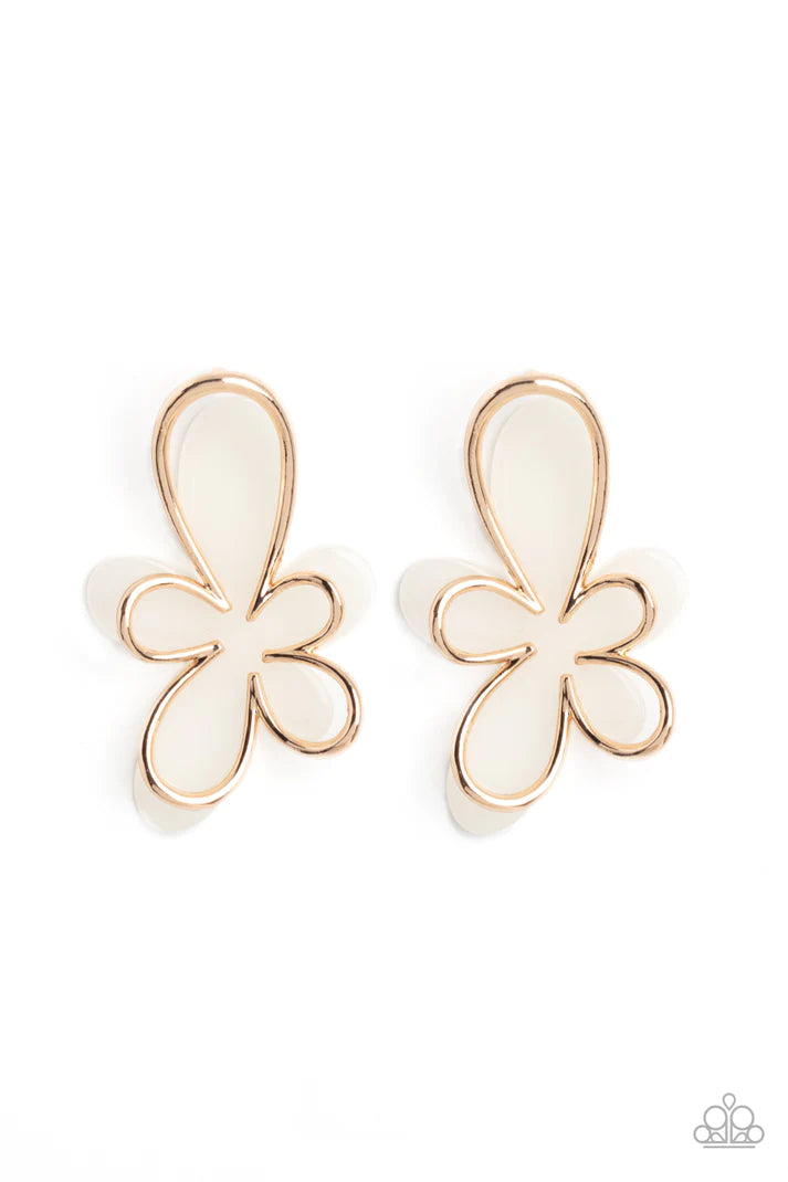 Glimmering Gardens Gold Floral Post Earrings Paparazzi Accessories