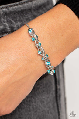 Intertwined Illusion Blue Rhinestone Lariat Bracelet Paparazzi Accessories