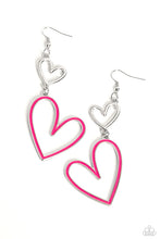 Load image into Gallery viewer, Pristine Pizzazz Pink Heart Earrings Paparazzi Accessories