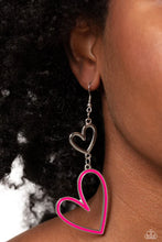 Load image into Gallery viewer, Pristine Pizzazz Pink Heart Earrings Paparazzi Accessories