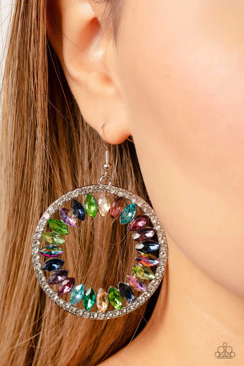 Wall Street Wreaths Multi Rhinestone Earrings Paparazzi Accessories