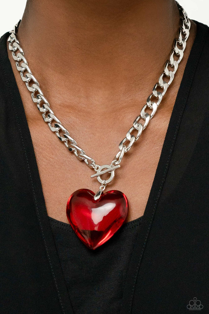 Glassy Hero Red Heart Necklace Paparazzi Accessories