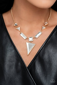 gold,rhinestones,short necklace,Fetchingly Fierce Gold Rhinestone Necklace