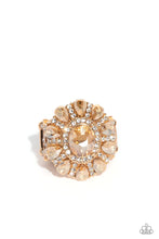 Load image into Gallery viewer, Glimmer and Spice Gold Rhinestone Ring Paparazzi Accessories