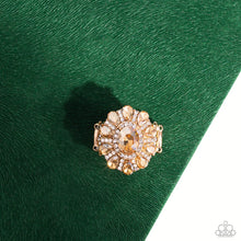 Load image into Gallery viewer, Glimmer and Spice Gold Rhinestone Ring Paparazzi Accessories
