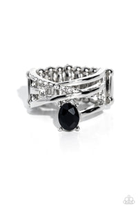 black,rhienstones,Wide Back,Alternating Allure - Black Rhinestone Ring