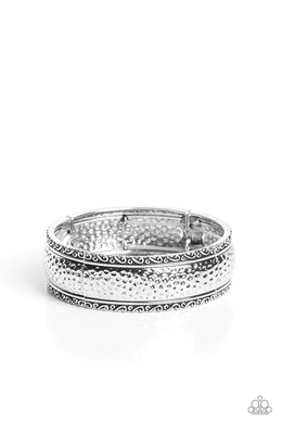 Textile Tenor Silver Stretchy Bracelet Paparazzi Accessories