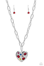 Load image into Gallery viewer, Online Dating Red Rhinestone Heart Necklace Paparazzi Accessories