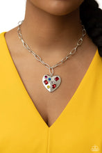 Load image into Gallery viewer, Online Dating Red Rhinestone Heart Necklace Paparazzi Accessories