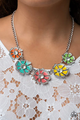 Playful Posies Multi Floral Rhinestone Necklace Paparazzi Accessories