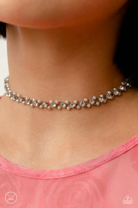 choker,pearls,rhinestones,white,Classy Couture White Pearl and Rhinestone Choker Necklace