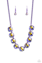 Load image into Gallery viewer, Combustible Command Purple Oil Spill Rhinestone Necklace Paparazzi Accessories