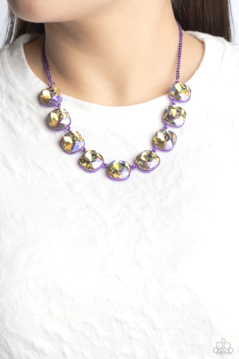 Combustible Command Purple Oil Spill Rhinestone Necklace Paparazzi Accessories
