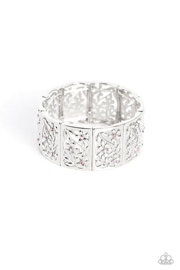 Garden Walls Pink Rhinestone Stretch Bracelet Paparazzi Accessories
