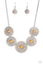 Load image into Gallery viewer, Chrysanthemum Craze Orange Floral Cat&#39;s Eye Necklace Paparazzi Accessories
