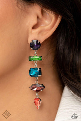 Connected Confidence Multi Rhinestone Post Earrings Paparazzi Accessories