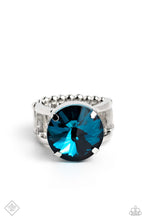 Load image into Gallery viewer, Pronged Powerhouse Blue Rhinestone Ring Paparazzi Accessories