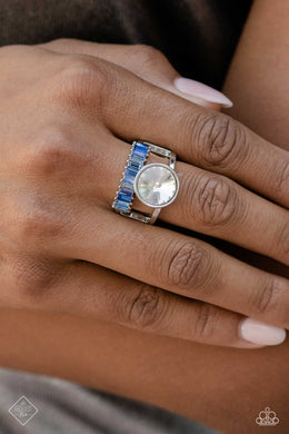 Balanced Bravura Blue Rhinestone Ring Paparazzi Accessories