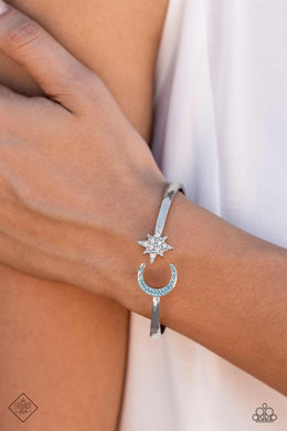 Astral Arrangement Blue Rhinestone Moon Hinge Bracelet Vivacious Bombshell Bling, LLC, Jenny and James Davison