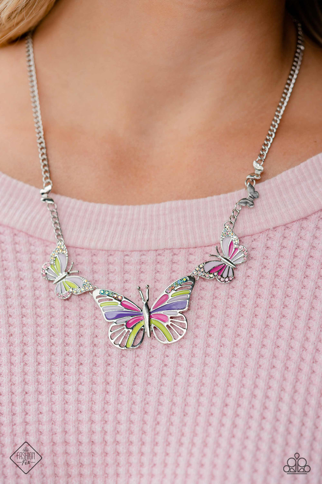 The FLIGHT Direction Multi Butterfly Necklace Paparazzi Accessories