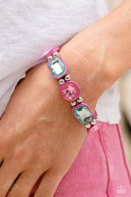 Transforming Taste Pink Rhinestone Stretchy Bracelet Paparazzi Accessories