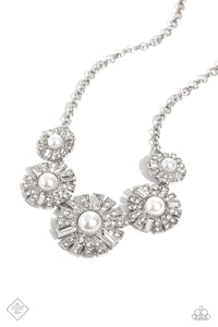 pearls,rhinestones,short necklace,white,Gatsby Gallery White Pearl Rhinestone Necklace