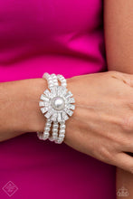 Load image into Gallery viewer, Gifted Gatsby White Pearl Rhinestone Stretchy Bracelet Paparazzi Accessories