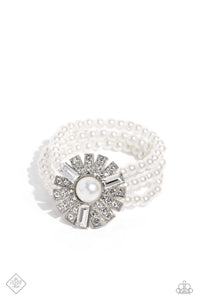 fashion fix,pearls,rhinestones,stretchy,white,Gifted Gatsby White Pearl Rhinestone Stretchy Bracelet