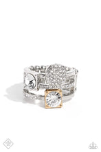 Load image into Gallery viewer, Tailored Two-Tone Multi Rhinestone Ring Paparazzi Accessories