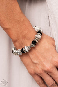 black,fashion fix,stones,stretchy,Harmoniously High-End Black Stone Stretchy Bracelet
