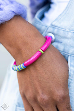 Poppin Pattern Pink Stretchy Bracelet Paparazzi Accessories