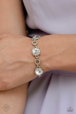 Once Upon A Treasure White Rhinestone Bracelet Paparazzi Accessories