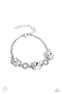 iridescent,lobster claw clasp,white,Once Upon A Treasure White Rhinestone Bracelet