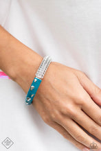 Load image into Gallery viewer, Cool Calibur Blue Rhinestone Hinge Bracelet Paparazzi Accessories