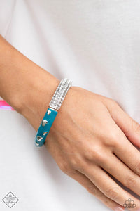 blue,fashion fix,heart,hearts,hinge,rhinestones,Cool Calibur Blue Rhinestone Hinge Bracelet