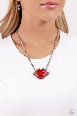 Lip Locked Red Lips Necklace Paparazzi Accessories