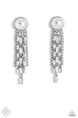 Genuinely Gatsby White Pearl Rhinestone Post Earrings Paparazzi Accessories