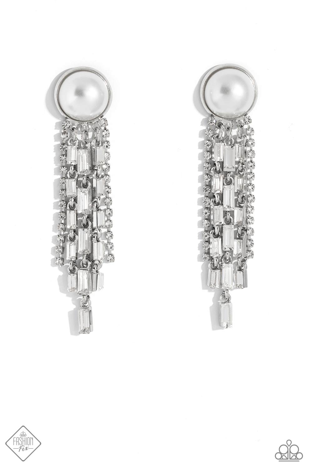 Genuinely Gatsby White Pearl Rhinestone Post Earrings Paparazzi Accessories