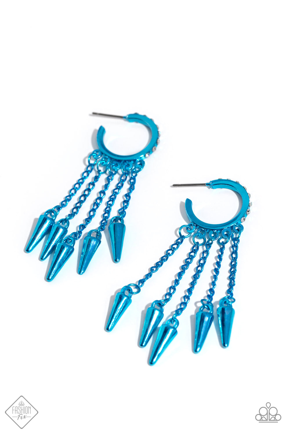 Piquant Pink Blue Rhinestone Hoop Earrings Paparazzi Accessories