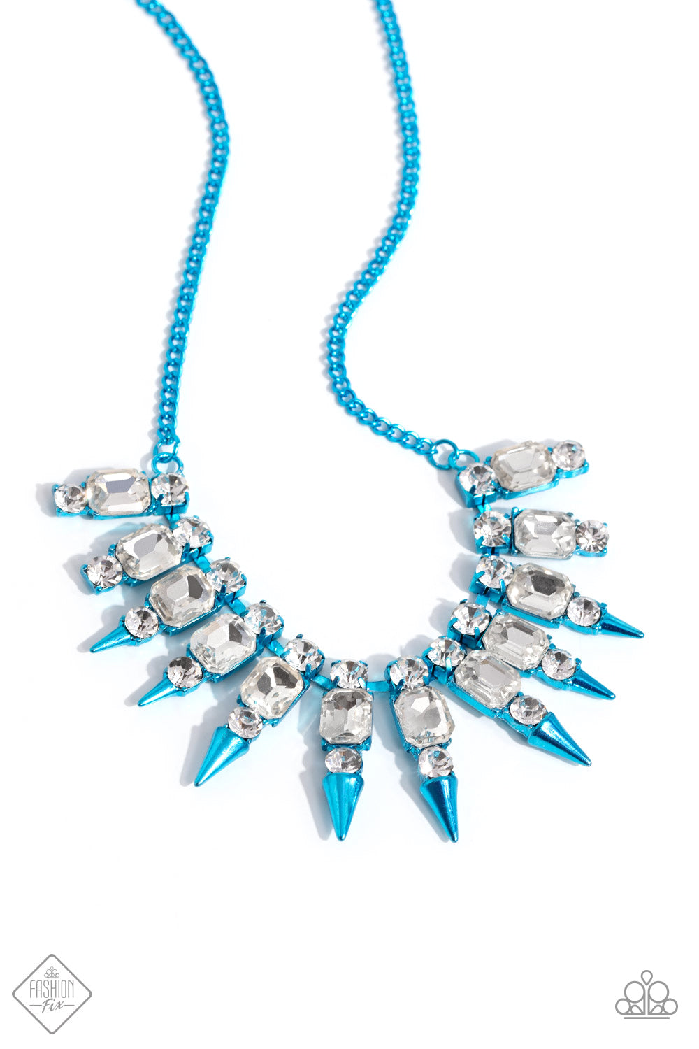 Punk Passion Blue Rhinestone Necklace Paparazzi Accessories