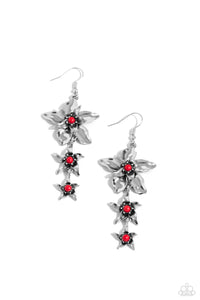 floral,post,red,Tapered Tiers - Red Floral Earrings